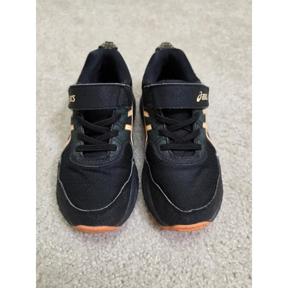 Asics Pre Venture 9 PS Kids Running Shoes Black Golden Orange Size K13